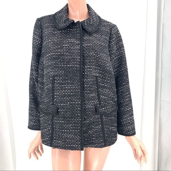 Talbots Black and White Tweed Snap Front Glittery Dressy Jacket - Picture 1 of 13